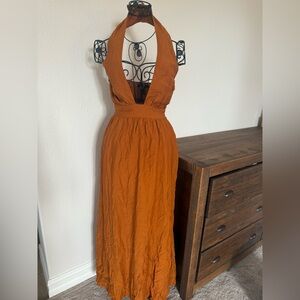 Forever 21 Backless Halter Dress in Orange